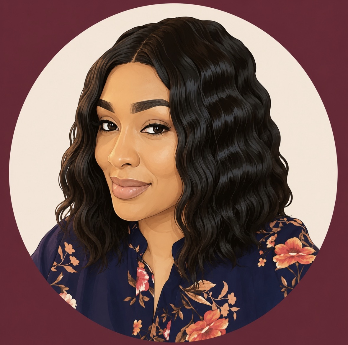 Illustrated portrait of Britney P., creator of Clarity for Her